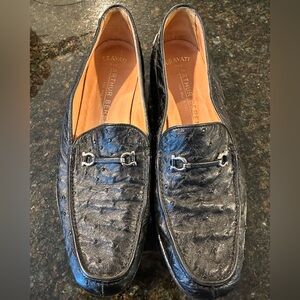 GRAVATI Per Arthur Beren Women US 10.5 N Ostrich Black Leather Loafer